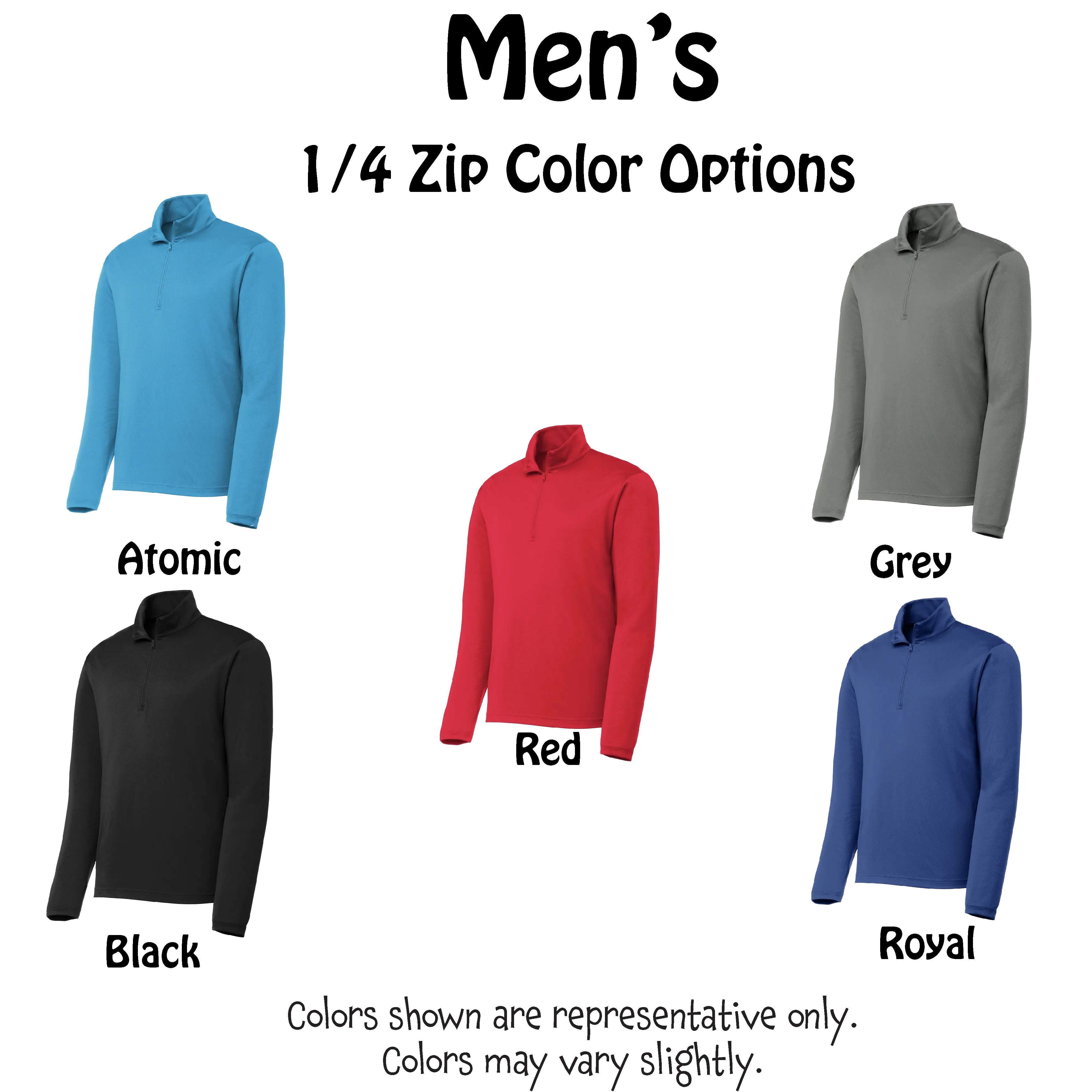 002 Pickleball (Colors Green Orange Red Or Stars) | Men's 1/4 Zip Long Sleeve Pullover Athletic Shirt | 100% Polyester