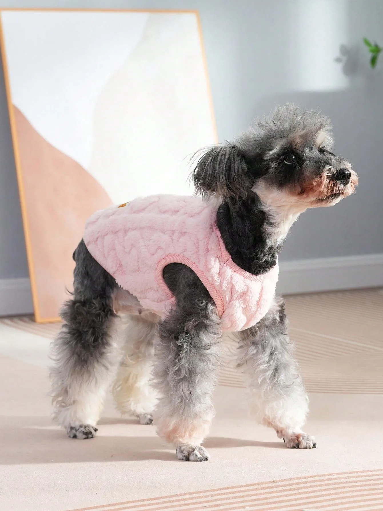 1pc Heart Patterned Fleece Pet Hoodie, Warm Pet Coat For Cats & Dogs, Suitable For Small And Medium Pets, Winter