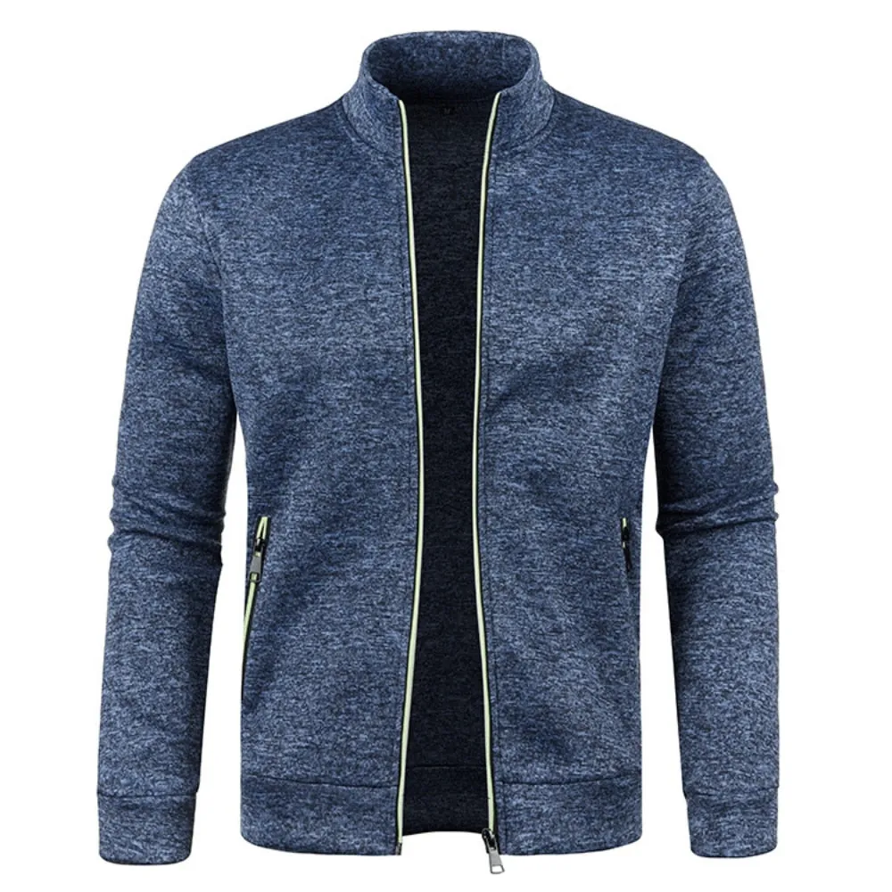 2022 Autumn Winter Men Zipper Knit Long Sleeves Thin Cashmere Fashion Top Sweater Coat