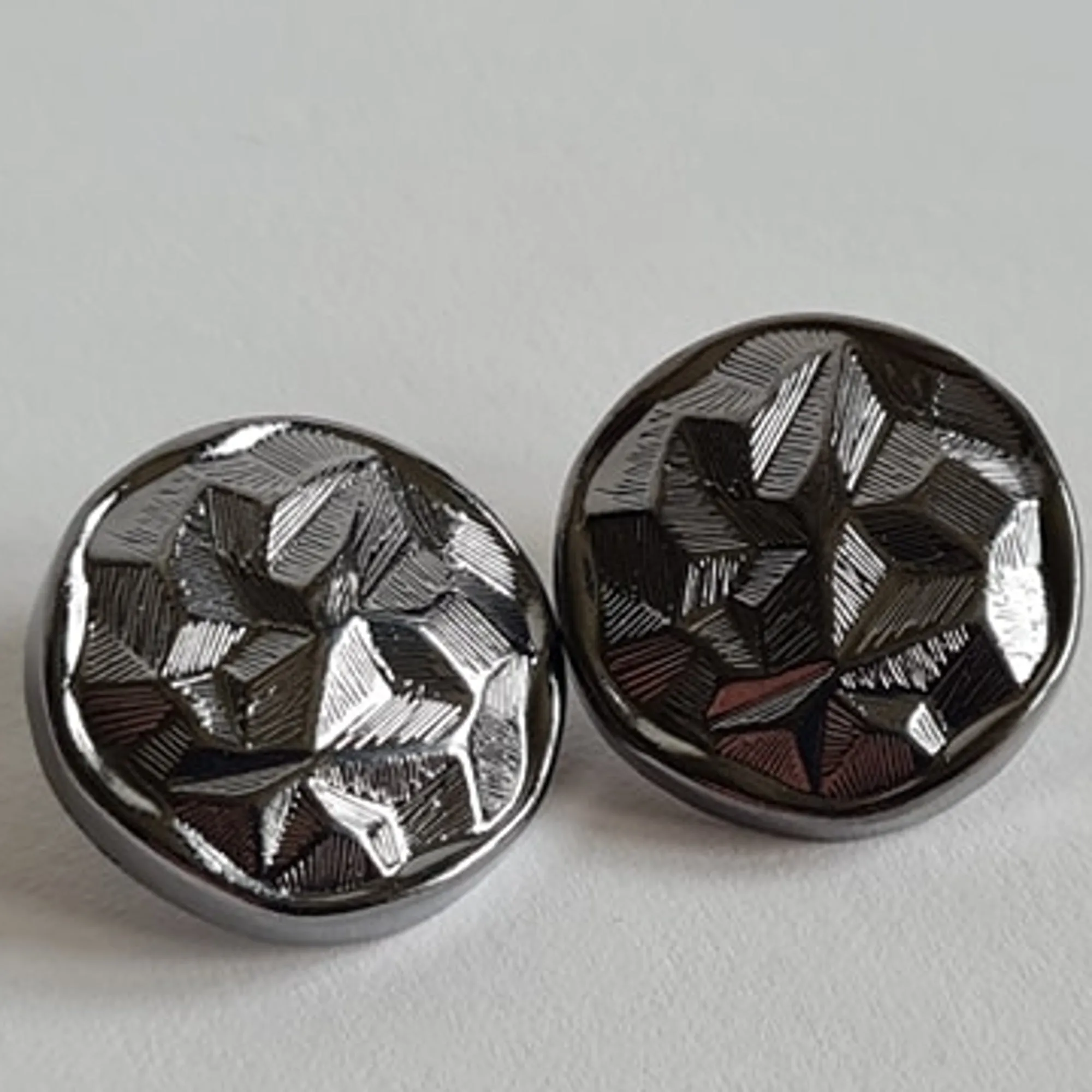 23mm Grey Metal Shank Button with a Patterned Structure