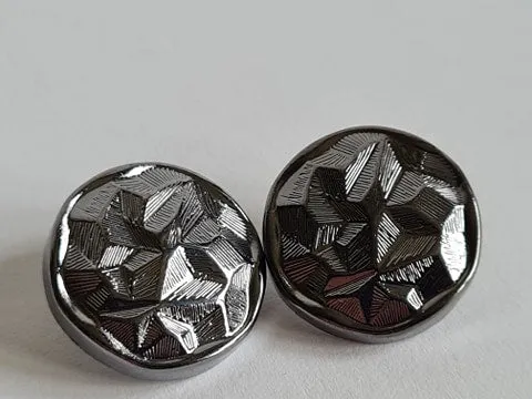 23mm Grey Metal Shank Button with a Patterned Structure