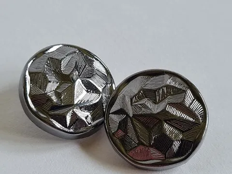 23mm Grey Metal Shank Button with a Patterned Structure