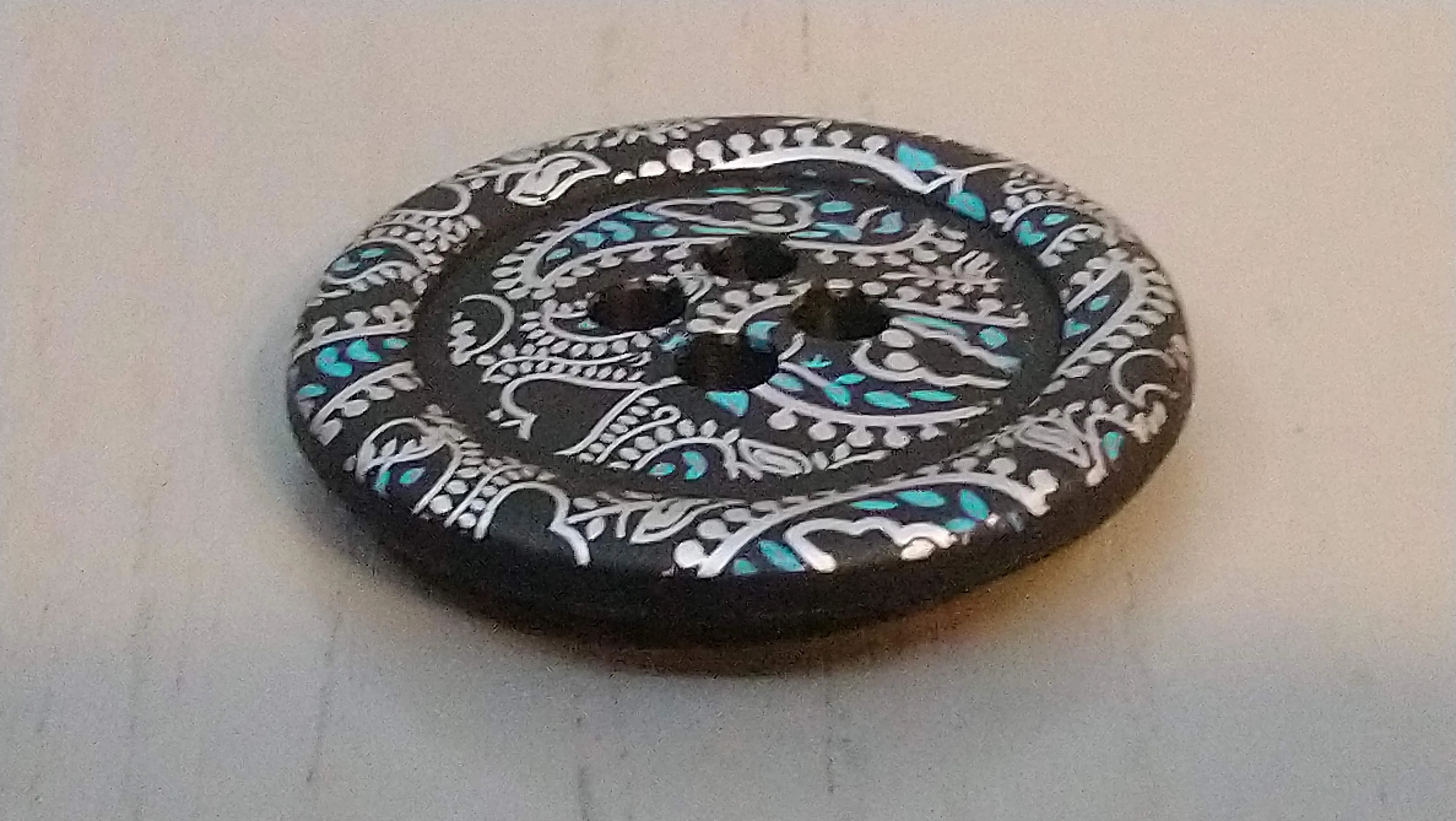 38mm Extra Large Buttons, Paisley Patterned Buttons, 4 Hole Plastic Buttons
