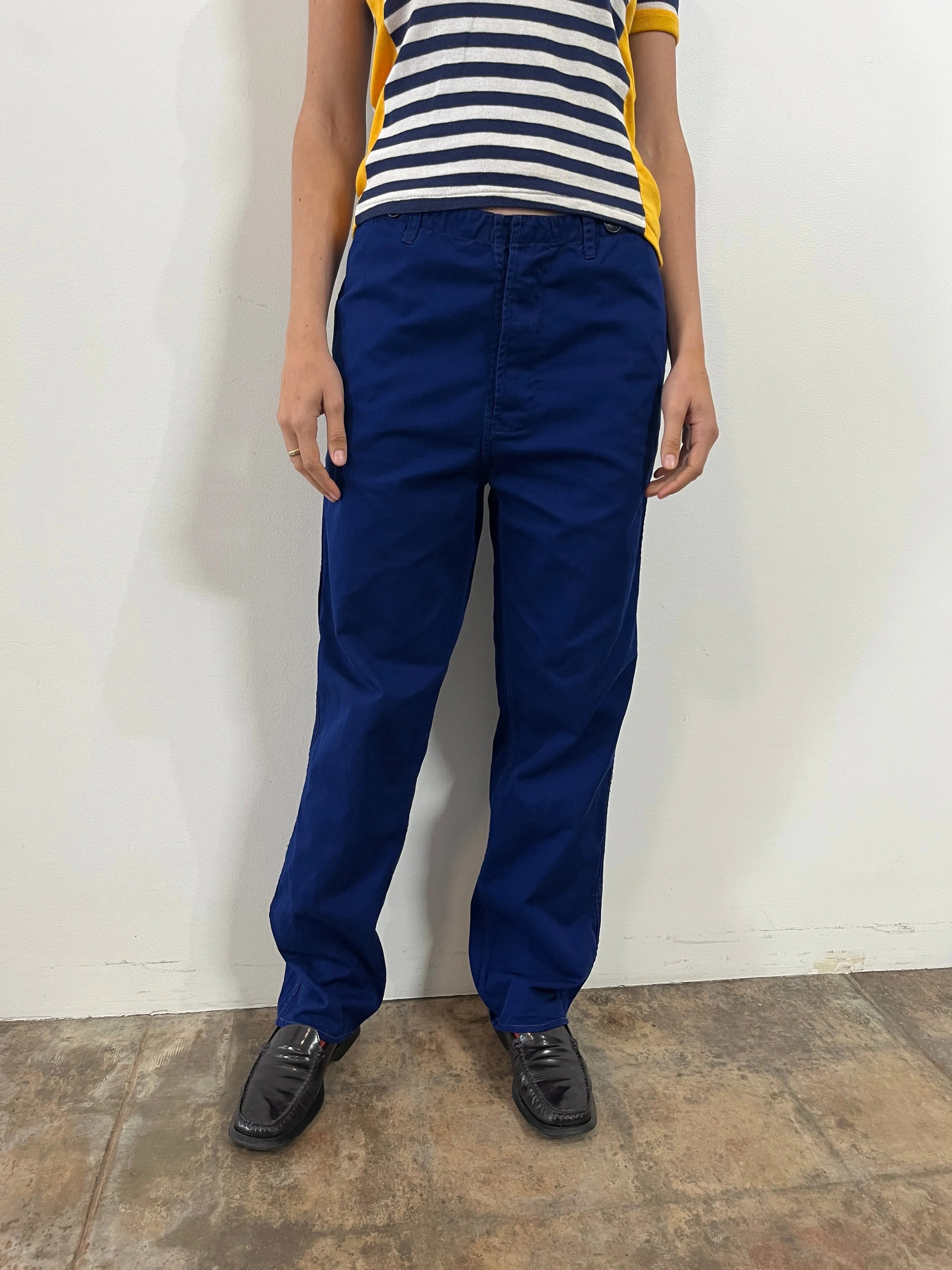 60s Indigo Blue Cotton Work Pants