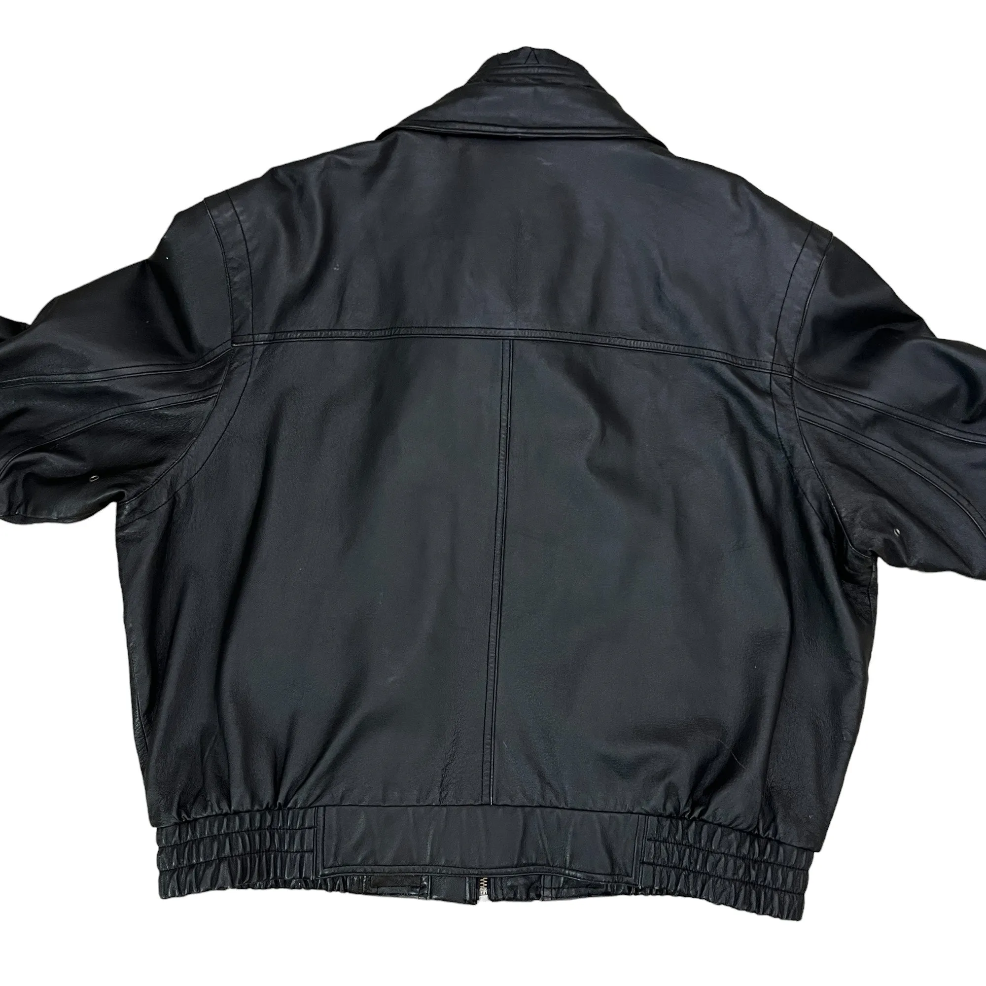 80s Wilsons Leather Motorcycle Bomber Jacket Black Size  1X