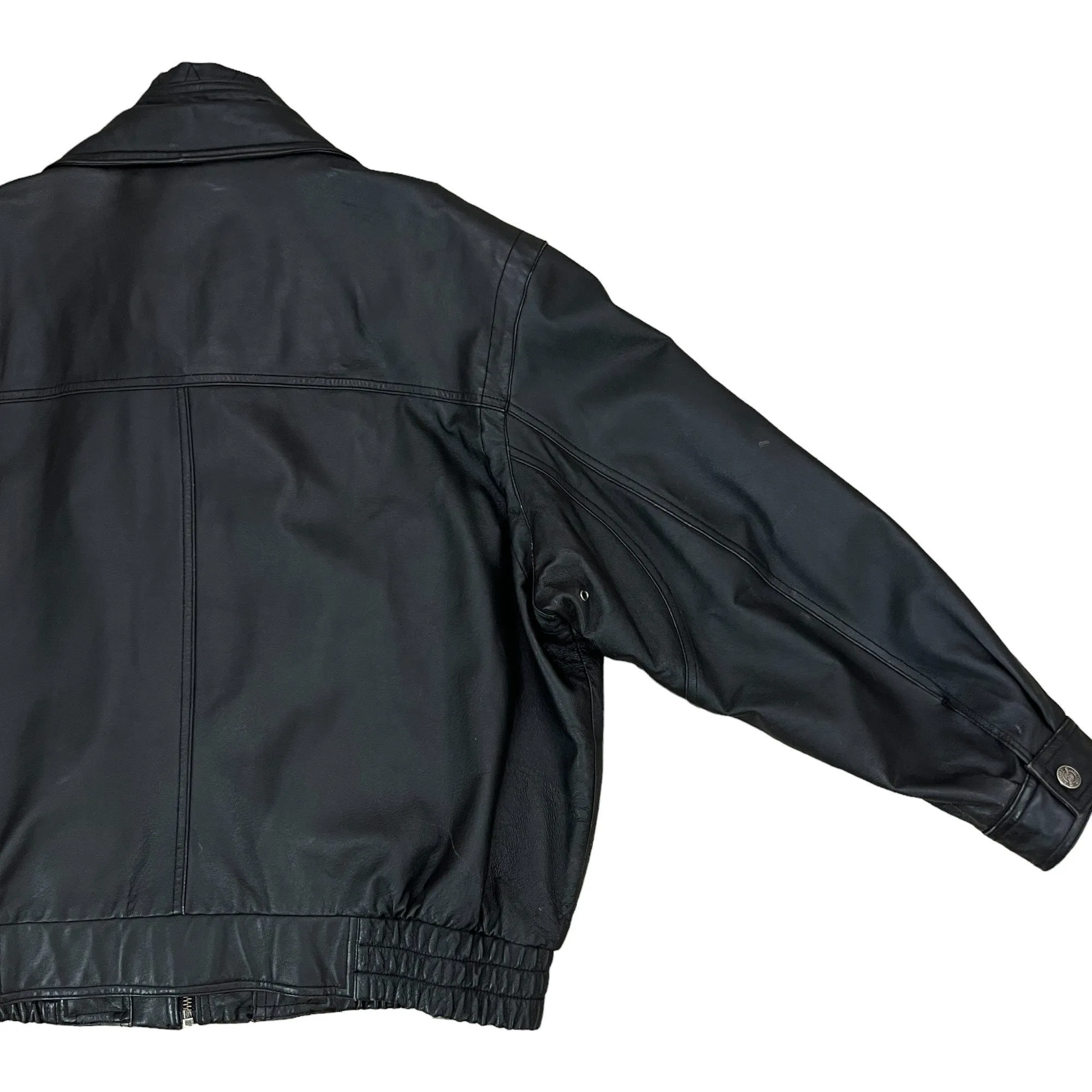 80s Wilsons Leather Motorcycle Bomber Jacket Black Size  1X