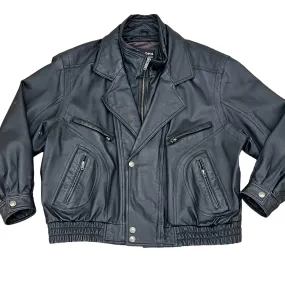 80s Wilsons Leather Motorcycle Bomber Jacket Black Size  1X