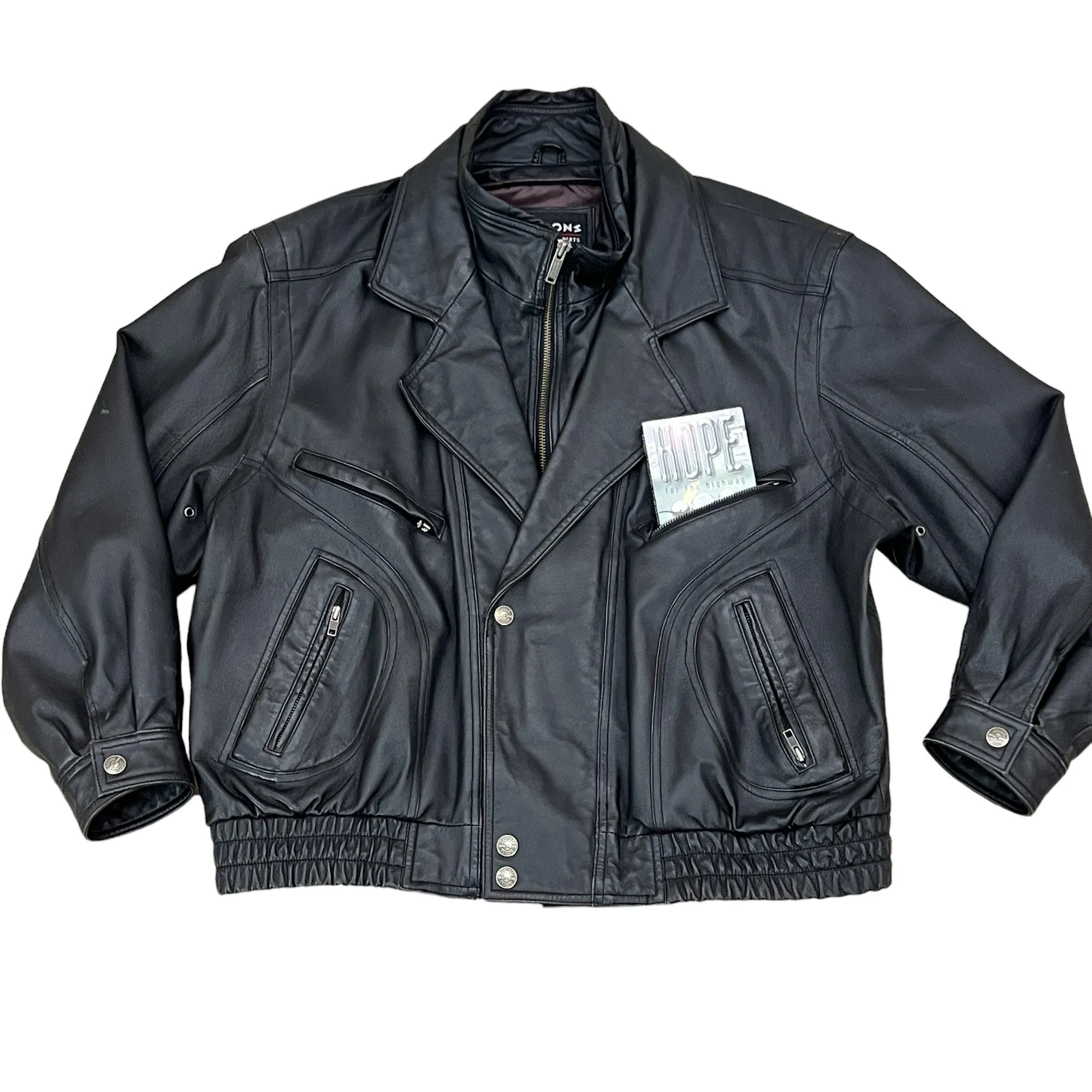 80s Wilsons Leather Motorcycle Bomber Jacket Black Size  1X