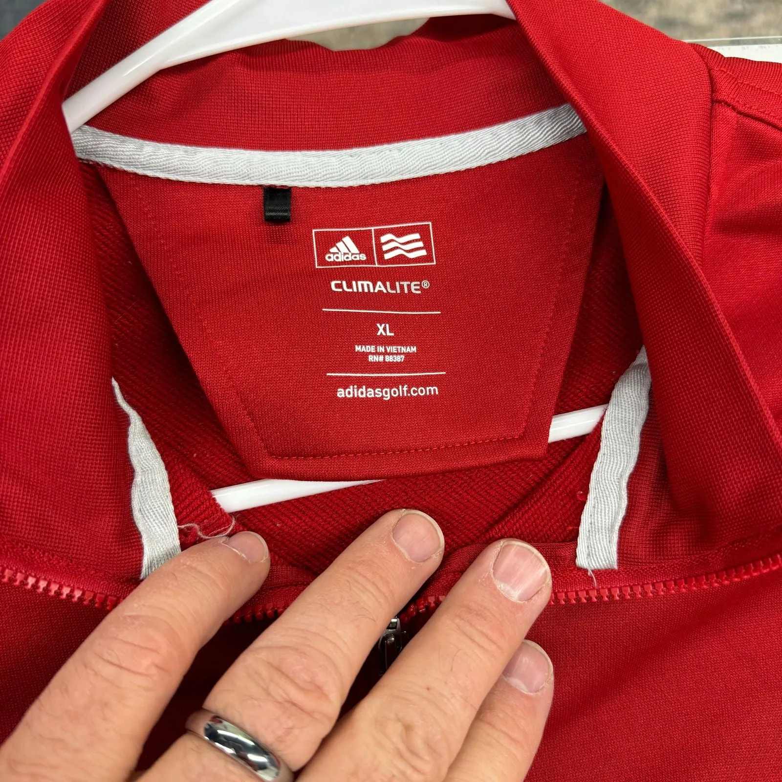 adidas CLIMALITE | Mens 1/4 Zip Golf Pullover | Color: Red | Size: XL