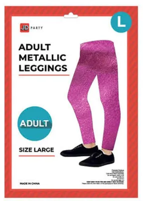 Adult Pink Metallic Leggings - Large