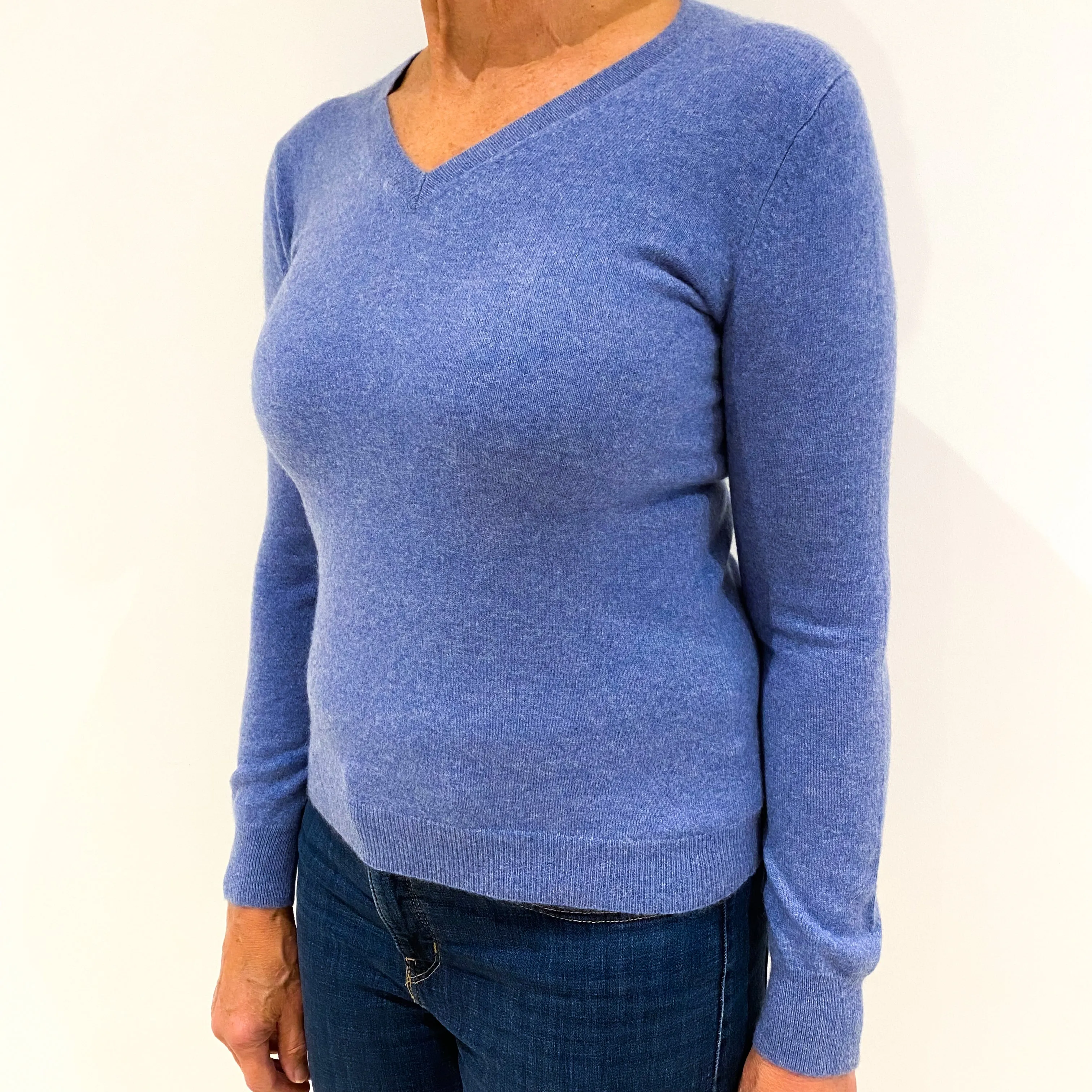 Airforce Blue Cashmere V Neck Jumper Medium