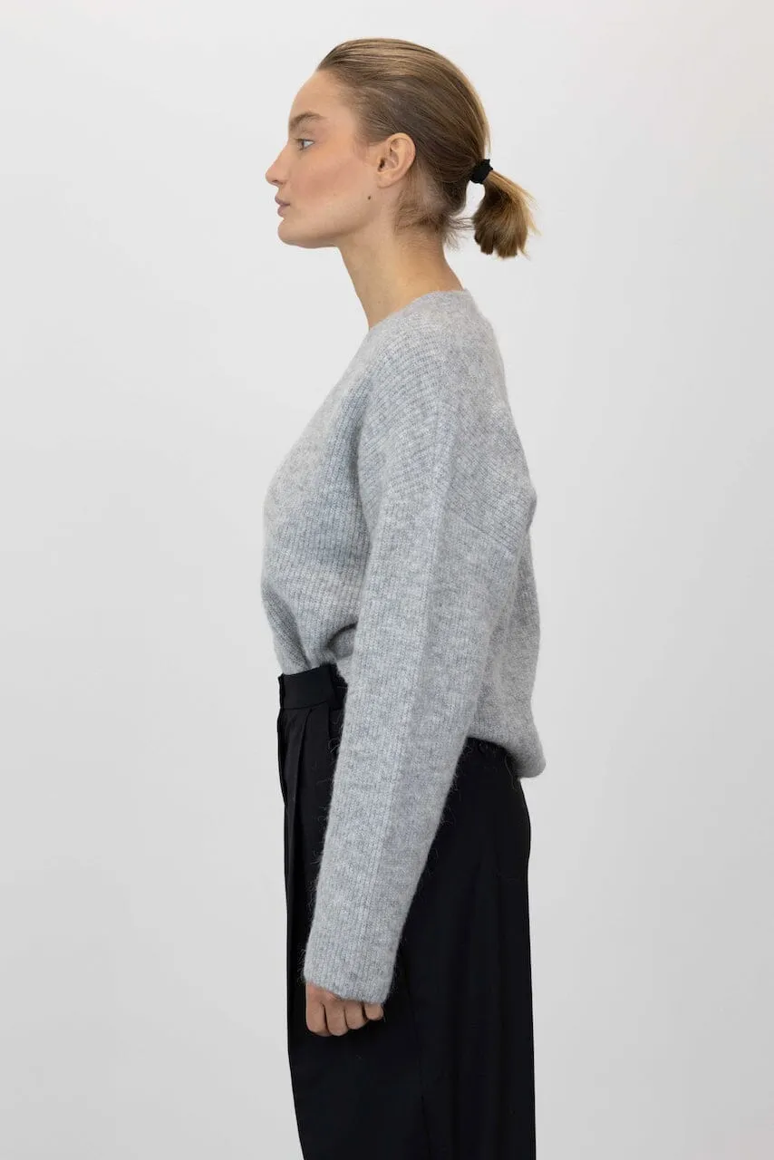 ALPHA V-NECK PULLOVER IN LIGHT GREY