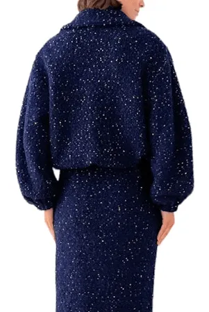 Amanda Como Bomber Jacket in Navy Multi