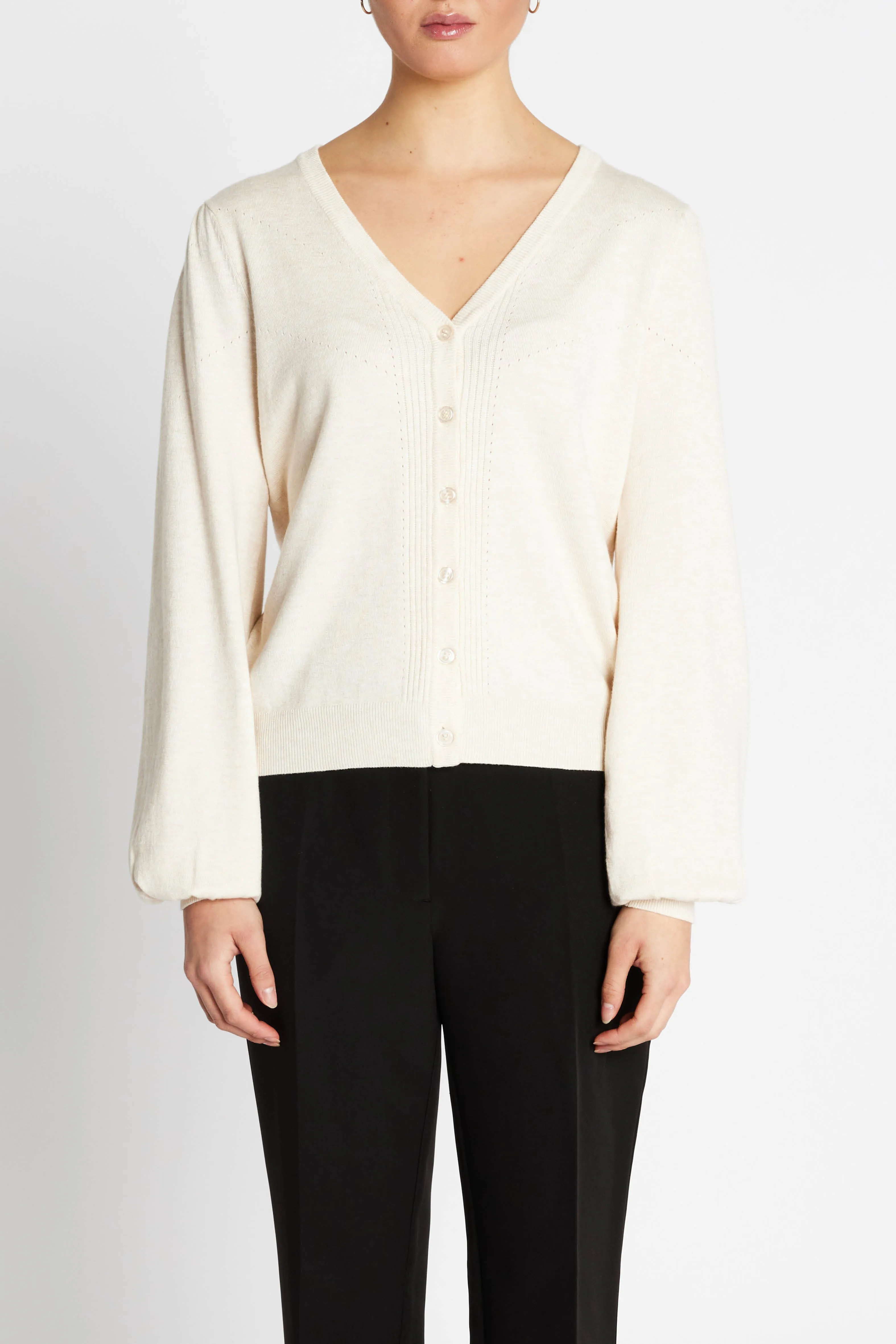 AnemoneBBCarlinas cardigan - White Cream melange