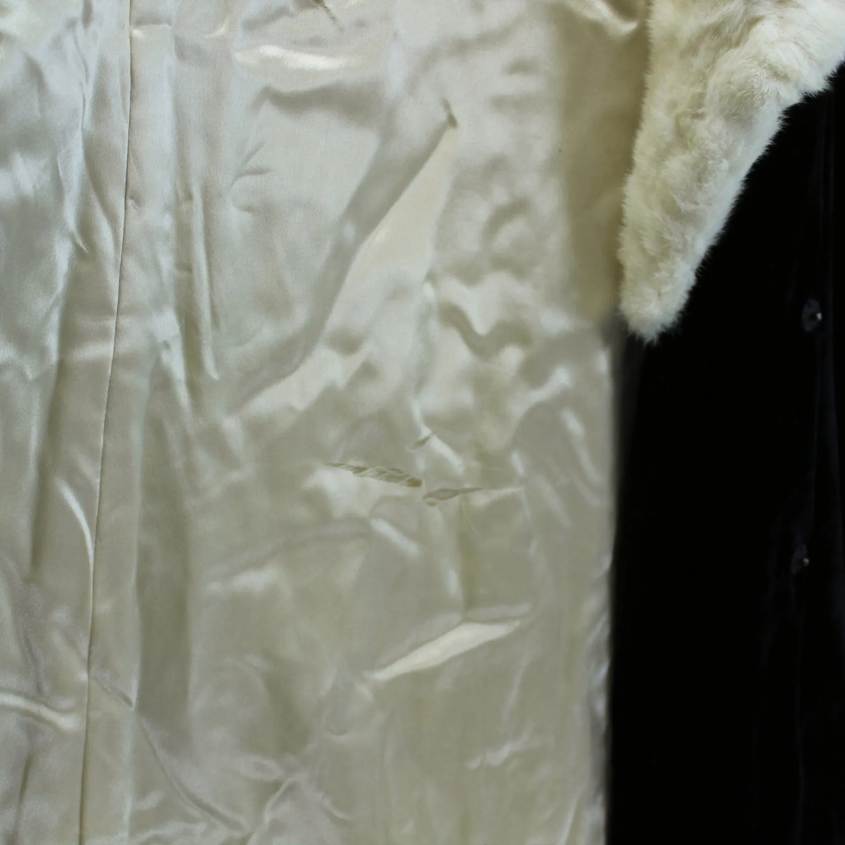 Antique Black Velvet Coat Cream Fur Collar Charles Inc Springfield Hartford