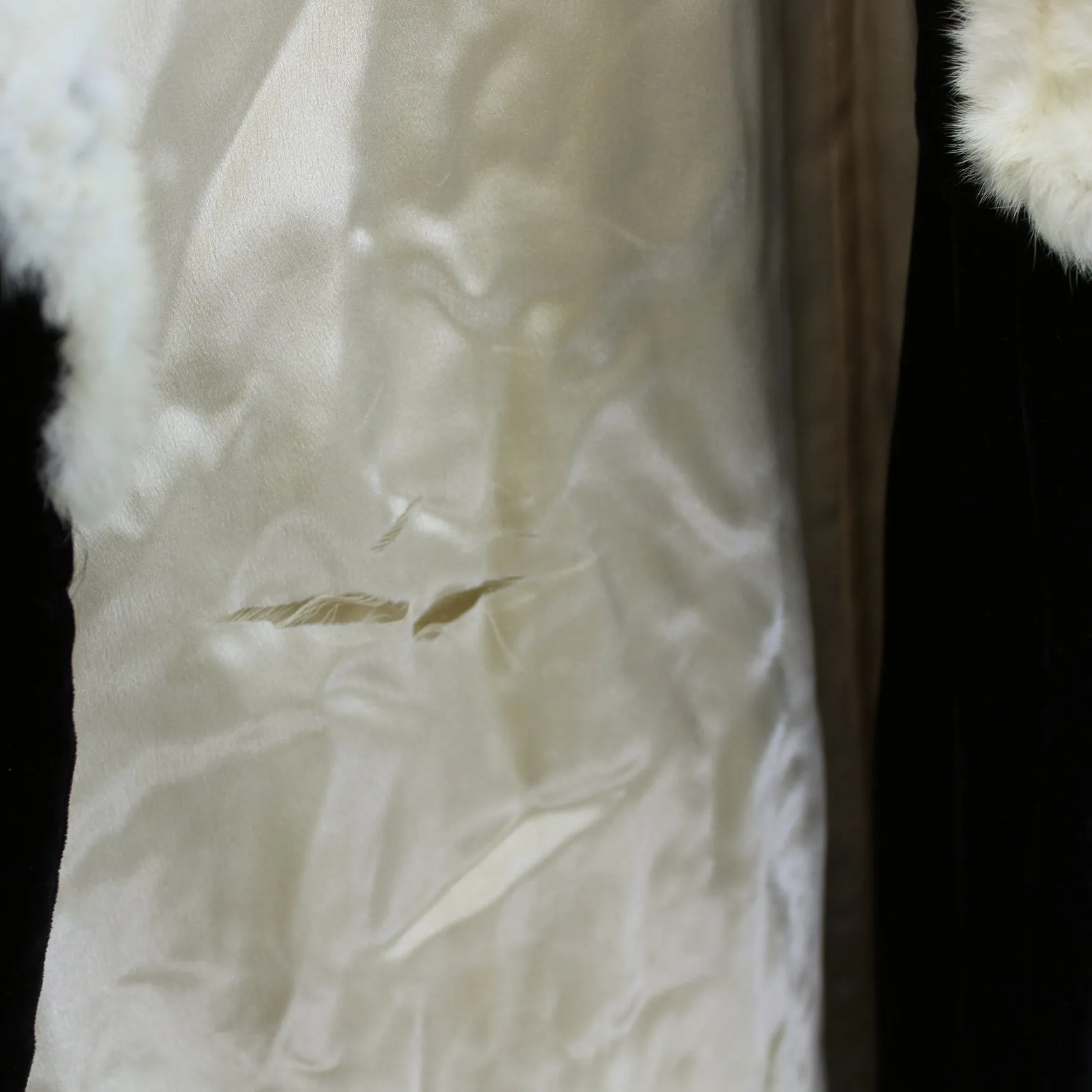 Antique Black Velvet Coat Cream Fur Collar Charles Inc Springfield Hartford