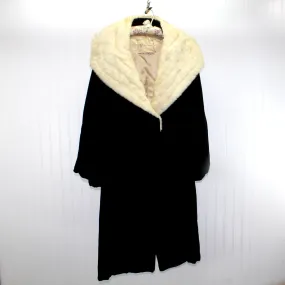 Antique Black Velvet Coat Cream Fur Collar Charles Inc Springfield Hartford
