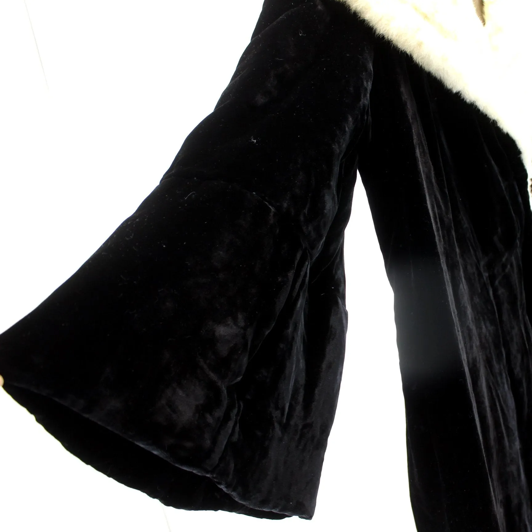 Antique Black Velvet Coat Cream Fur Collar Charles Inc Springfield Hartford