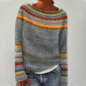 Augustyn Nordic Pullover | Trendiger gestrickter norwegischer Damenpullover für den Winter