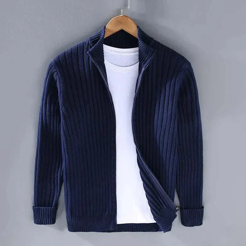 Autumn stand collar cotton cardigan