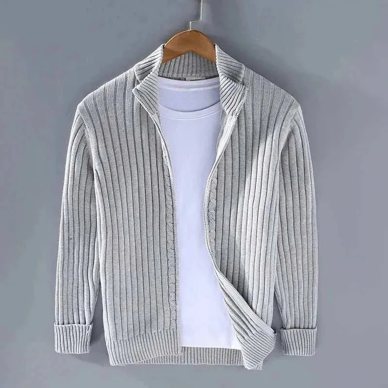 Autumn stand collar cotton cardigan