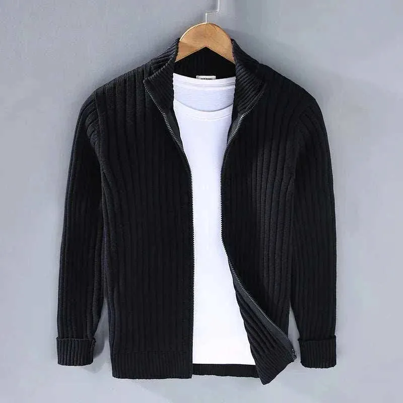 Autumn stand collar cotton cardigan