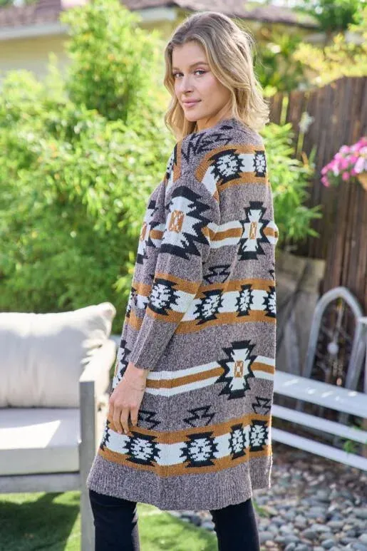Aztec Vibes Long Cardigan