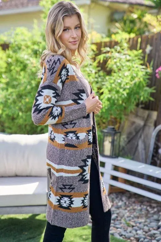 Aztec Vibes Long Cardigan