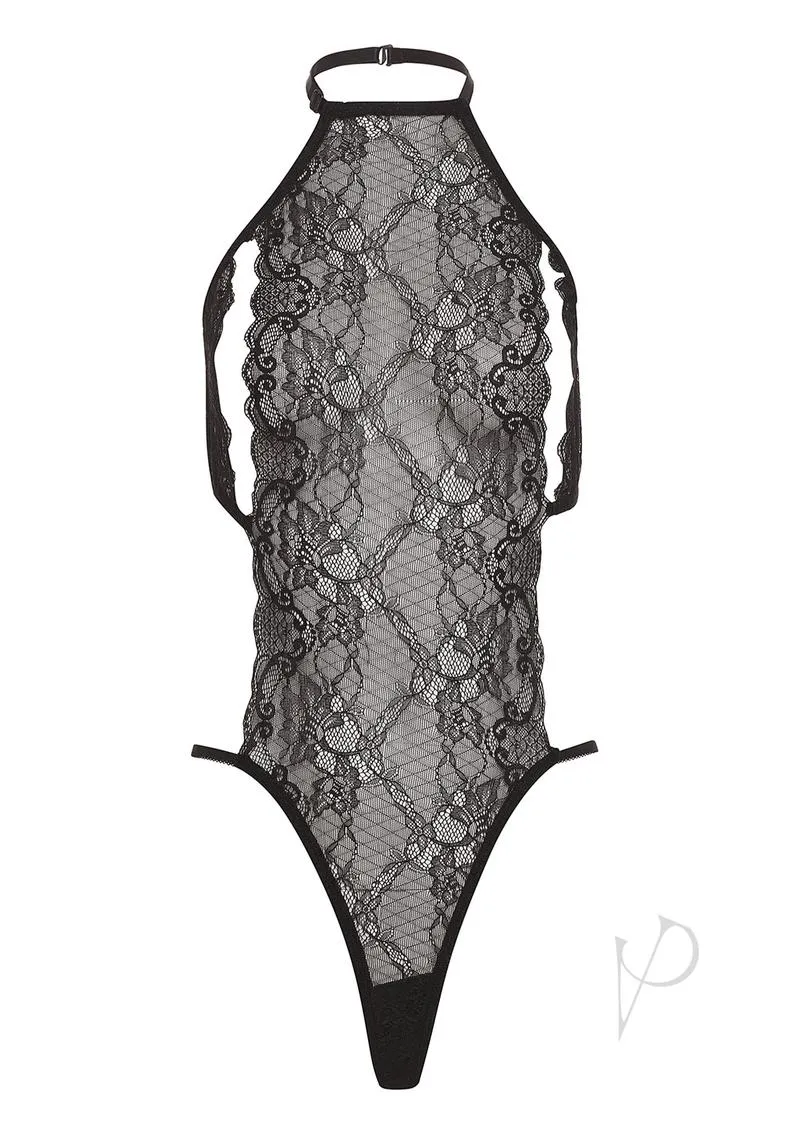 Barely B Peek A Boo Lace Teddy Black