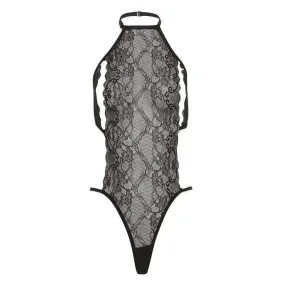 Barely Bare Peek A Boo Lace Teddy Black One Size