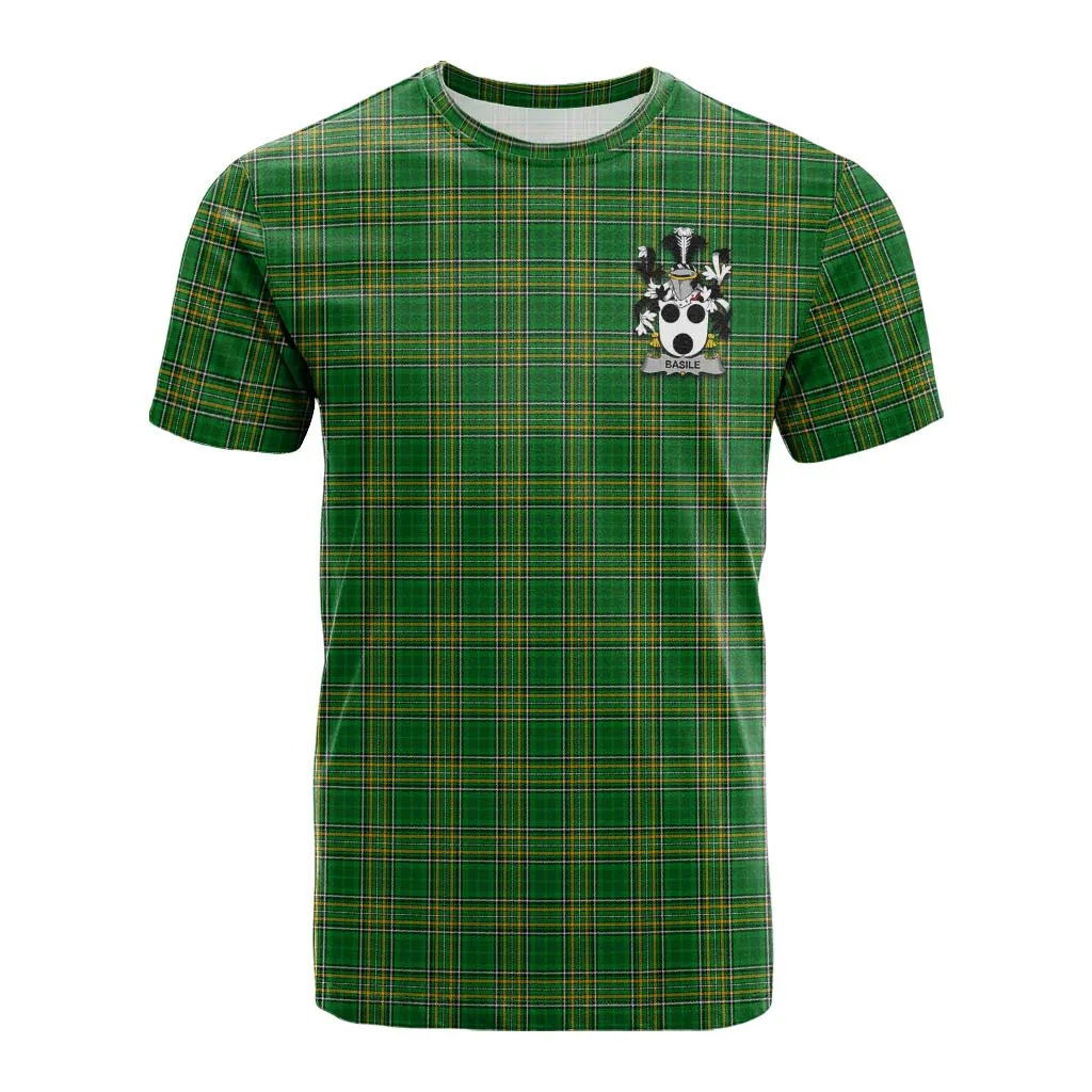 Basile Irish Clan Tartan Cotton T-shirt with Coat of Arms