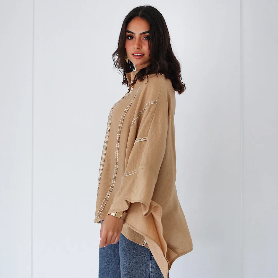 Beige koresha poncho blouse