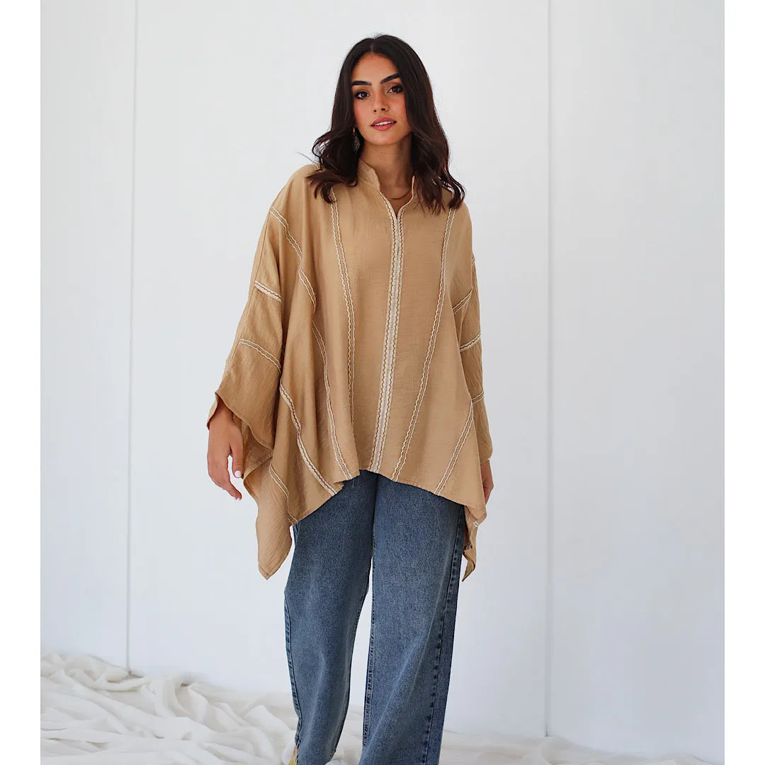 Beige koresha poncho blouse
