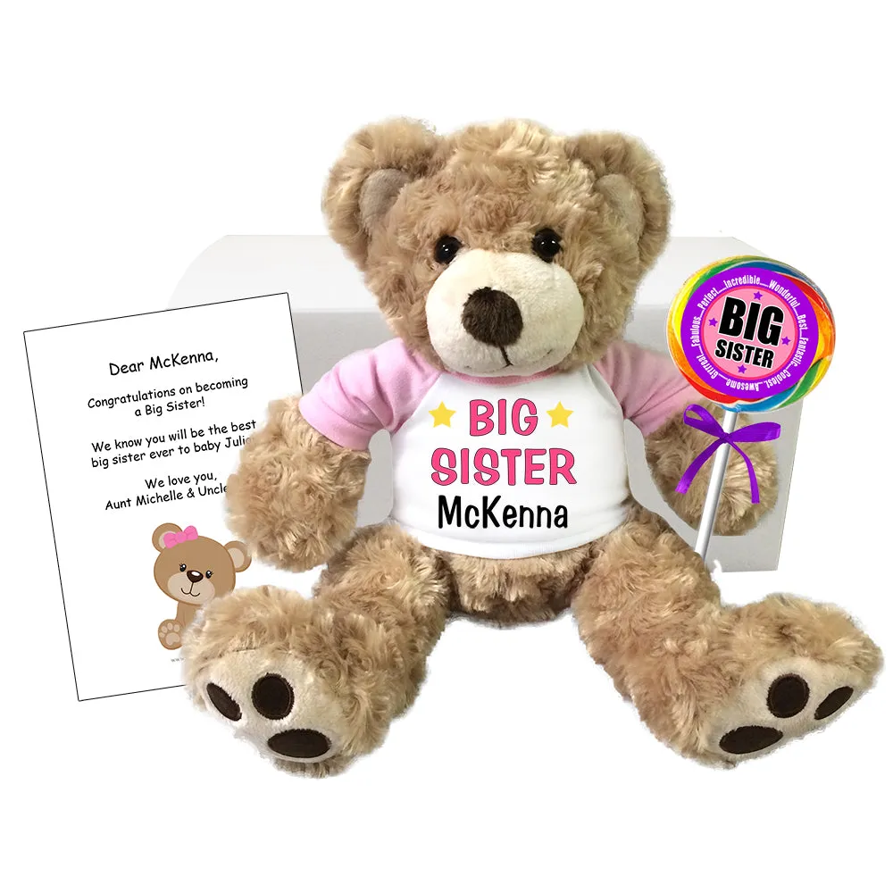 Big Sister Personalized Teddy Bear Gift Set - 13" Vera Bear