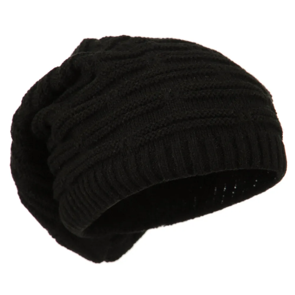 Big Size Stripe Patterned Deep Vintage Beanie