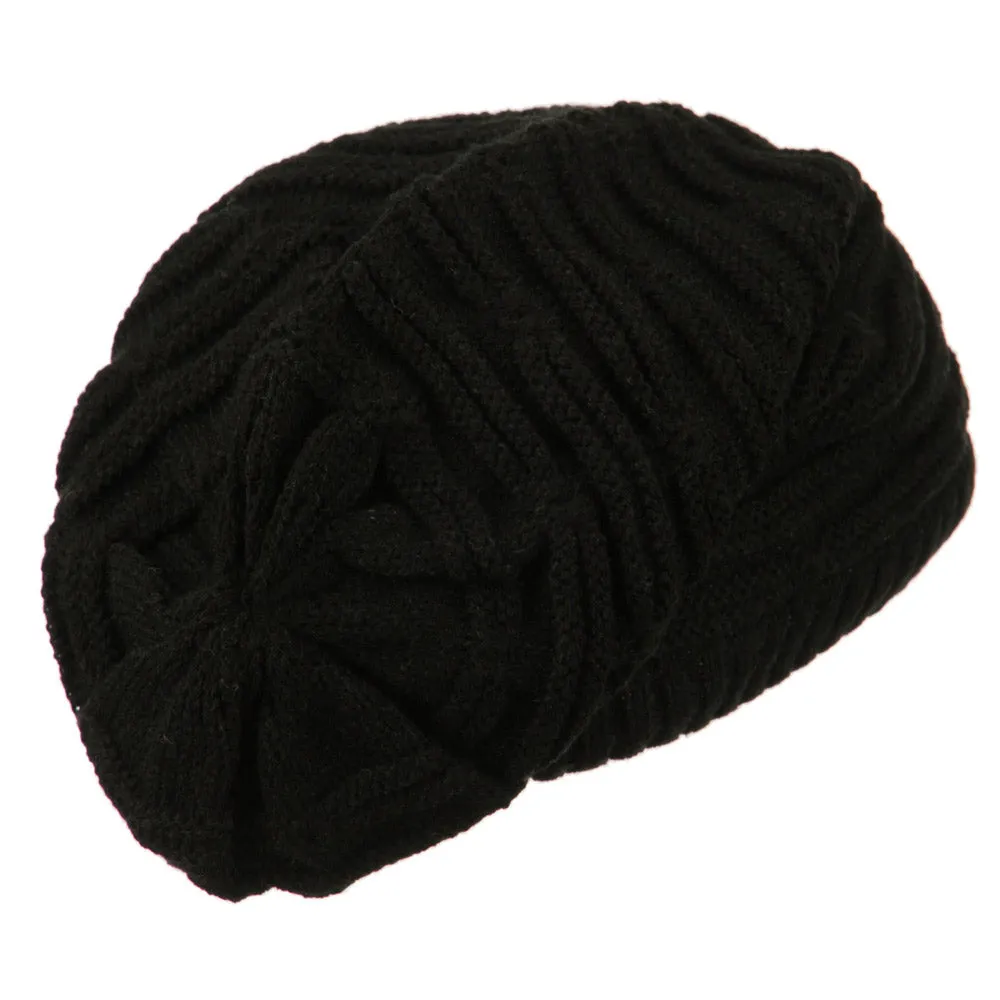 Big Size Stripe Patterned Deep Vintage Beanie