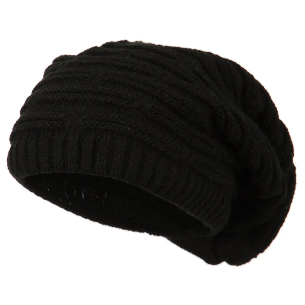 Big Size Stripe Patterned Deep Vintage Beanie
