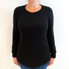 Black Scoop Hem Cashmere Crew Neck Jumper Large