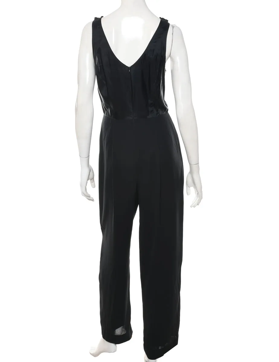 Black Sleeveless Casual Jumpsuit - M