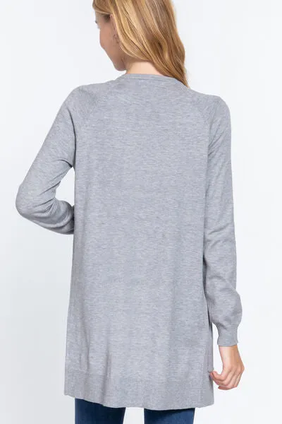 Blue Zone Planet |  ACTIVE BASIC Open Front Long Sleeve Cardigan