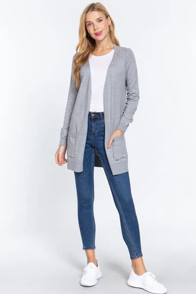 Blue Zone Planet |  ACTIVE BASIC Open Front Long Sleeve Cardigan
