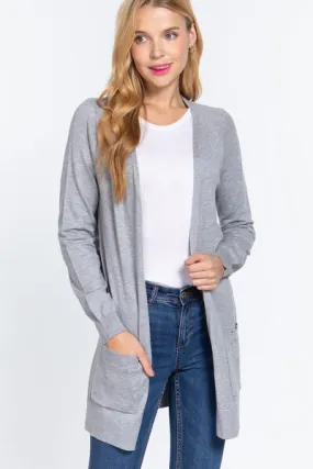 Blue Zone Planet |  ACTIVE BASIC Open Front Long Sleeve Cardigan