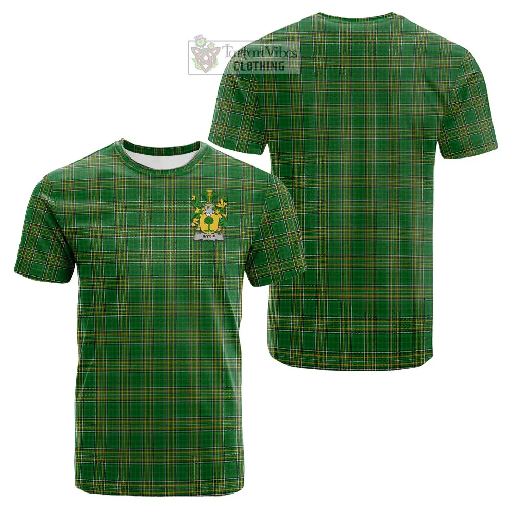 Boyle Irish Clan Tartan Cotton T-shirt with Coat of Arms