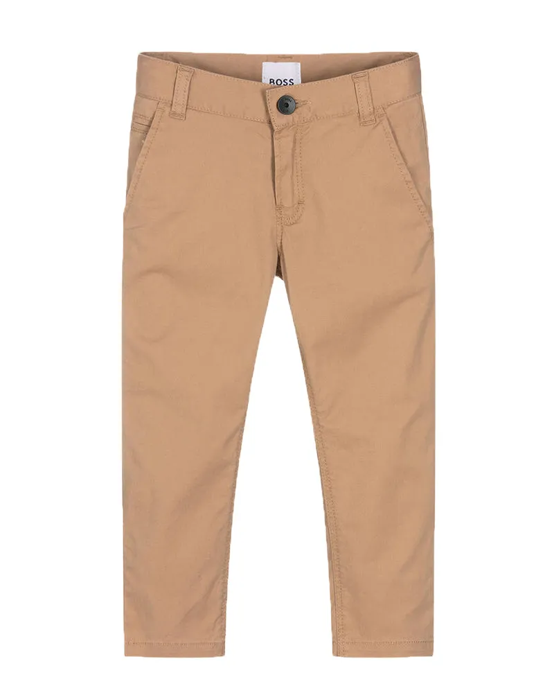 Boys Beige Cotton Twill Pants
