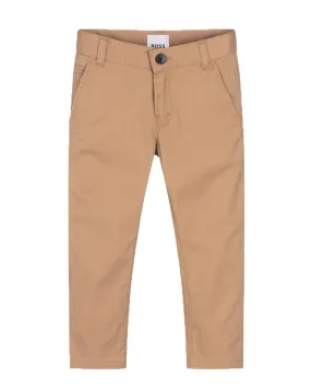 Boys Beige Cotton Twill Pants