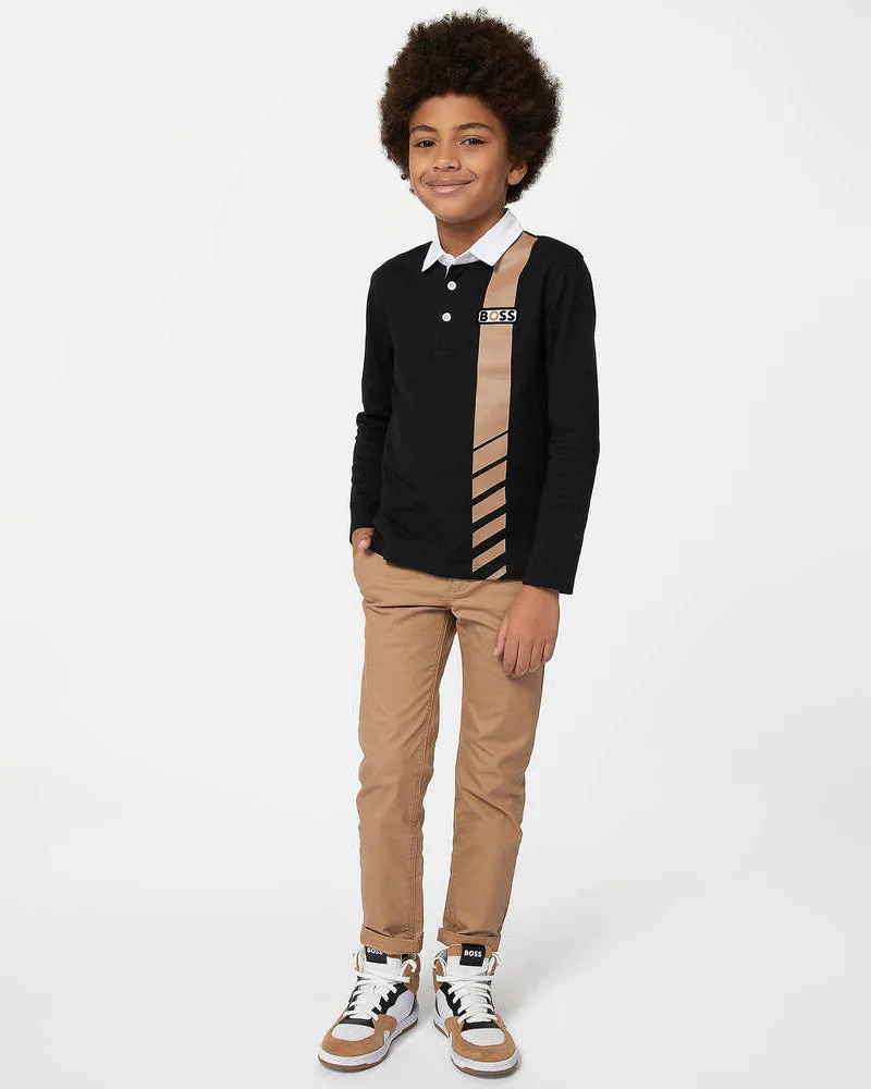 Boys Beige Cotton Twill Pants