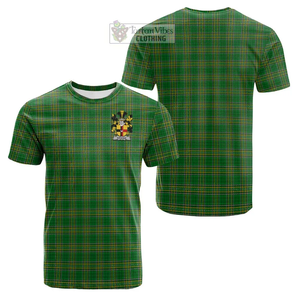 Brooke Irish Clan Tartan Cotton T-shirt with Coat of Arms