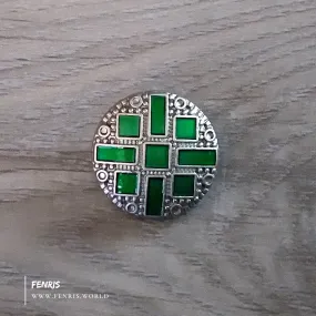 Buttons Silver Art Deco Green Jade
