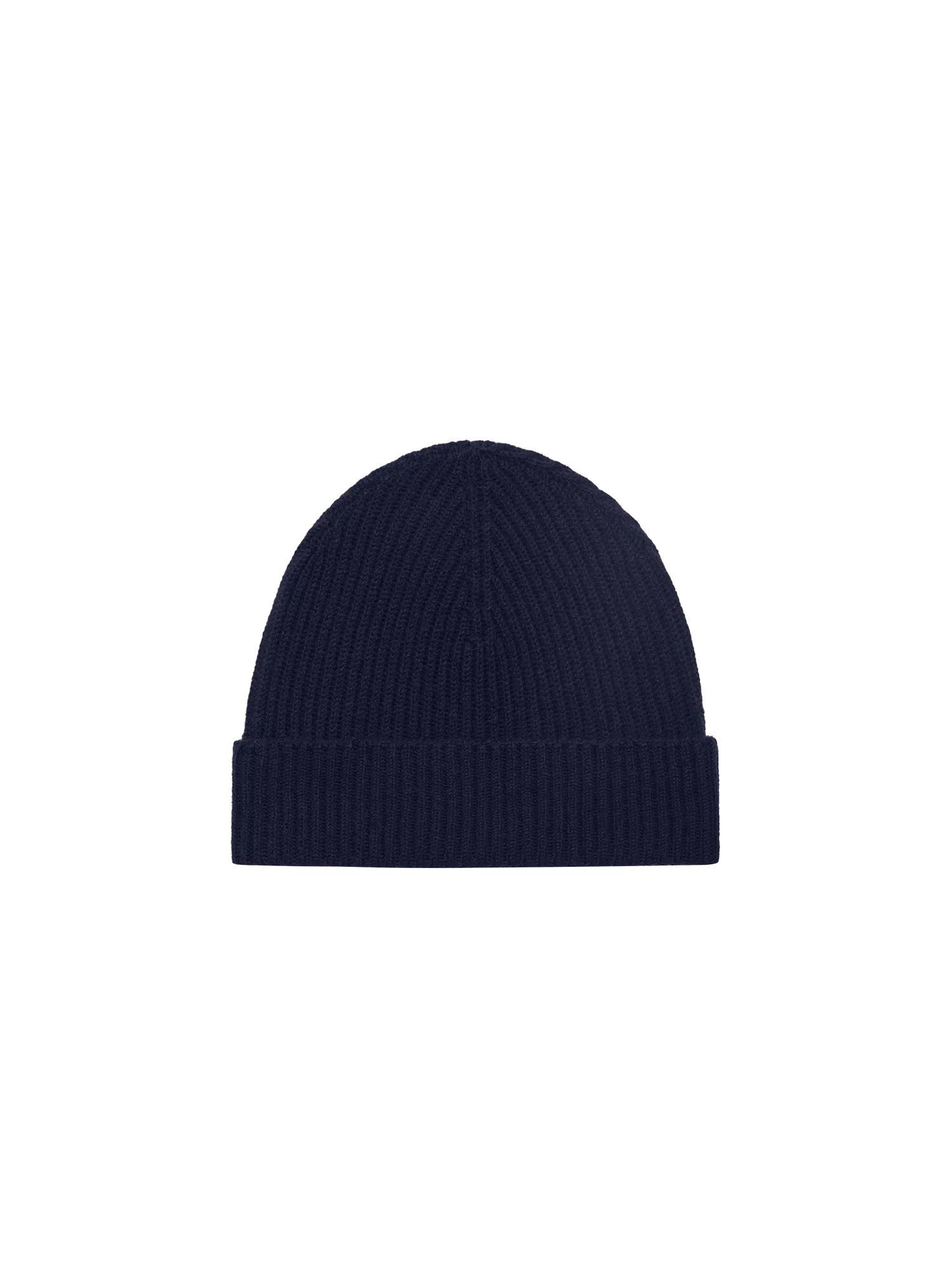 Cashmere Ribbed Beanie—dark navy