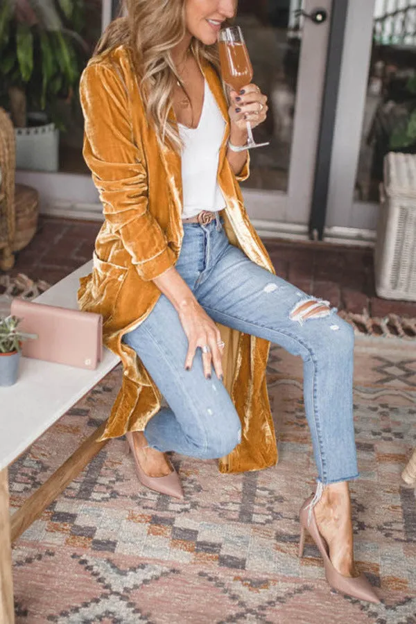 Casual Solid Patchwork Cardigan Collar